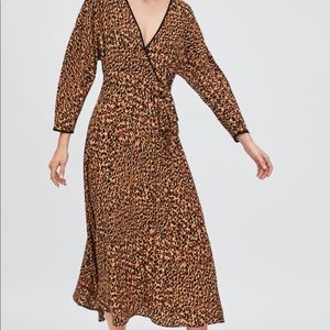 Zara Animal Print Wrap Dress